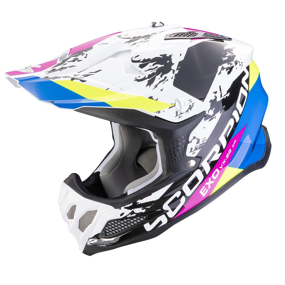Scorpion VX-22 Air CX Weiß Schwarz Blau Offroad-Helm Größe S
