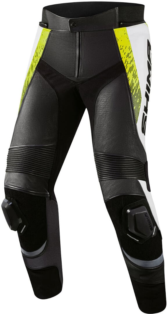 SHIMA STR 2.0 Schwarz Weiß Gelb Motorrad Lederhose Größe 48