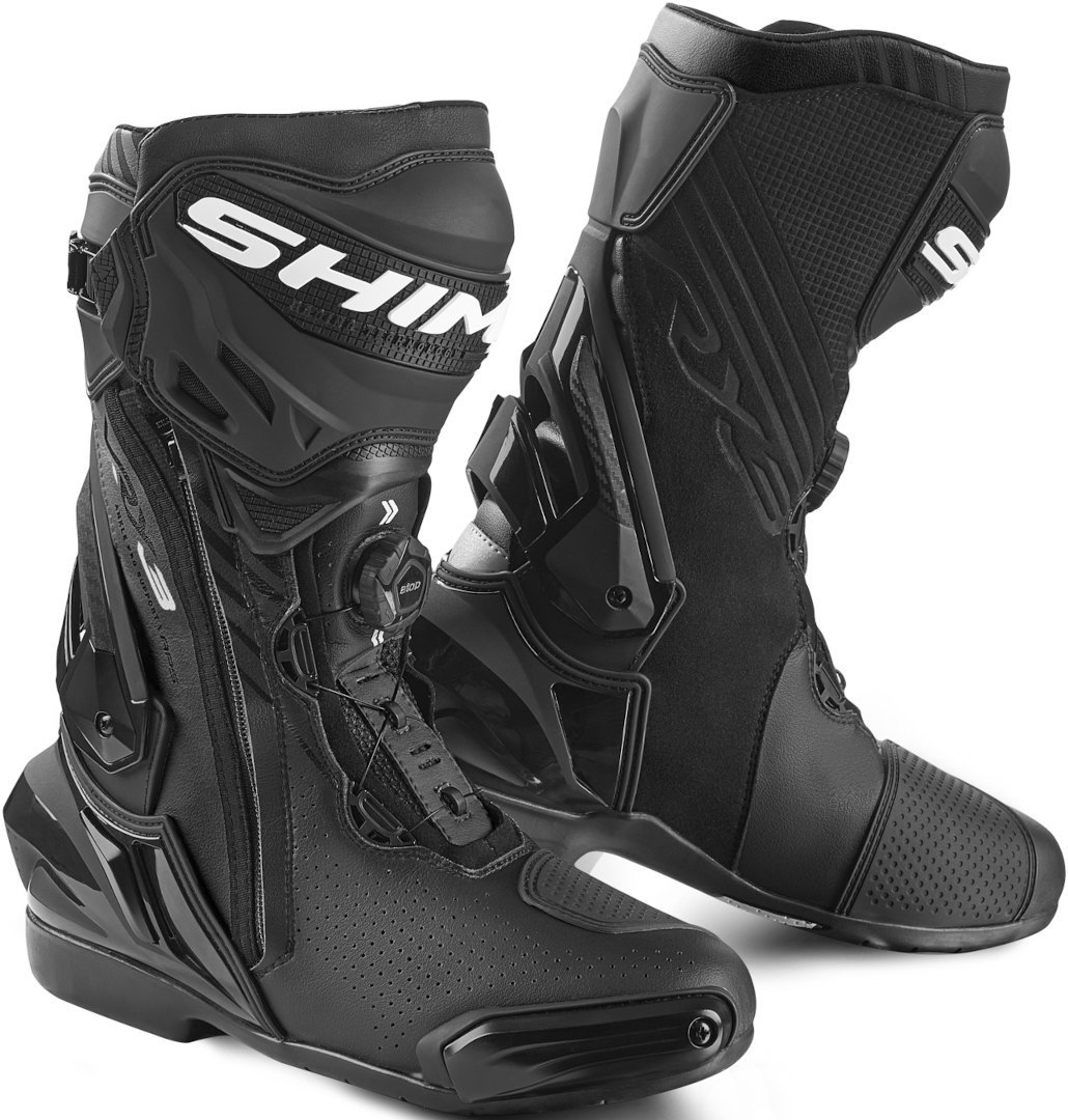 SHIMA VRX-3 Perforierte Schwarz Weiß Motorrad Stiefel Größe 47
