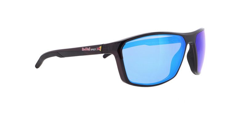 Spect Red Bull Raze Sunglasses XTal Black Smoke Blue Mirror Pol Size