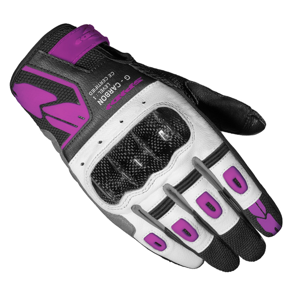 Spidi G-CARBON Lady Schwarz Fuchsia Motorcycle Handschuhe Größe M