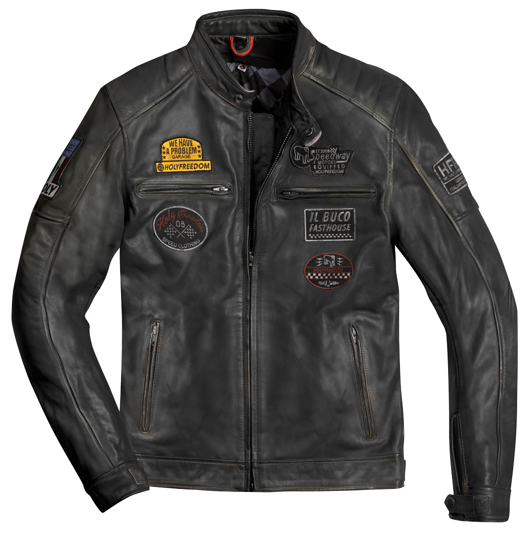 HolyFreedom Zero Evolution Schwarz Motorrad Lederjacke Größe M