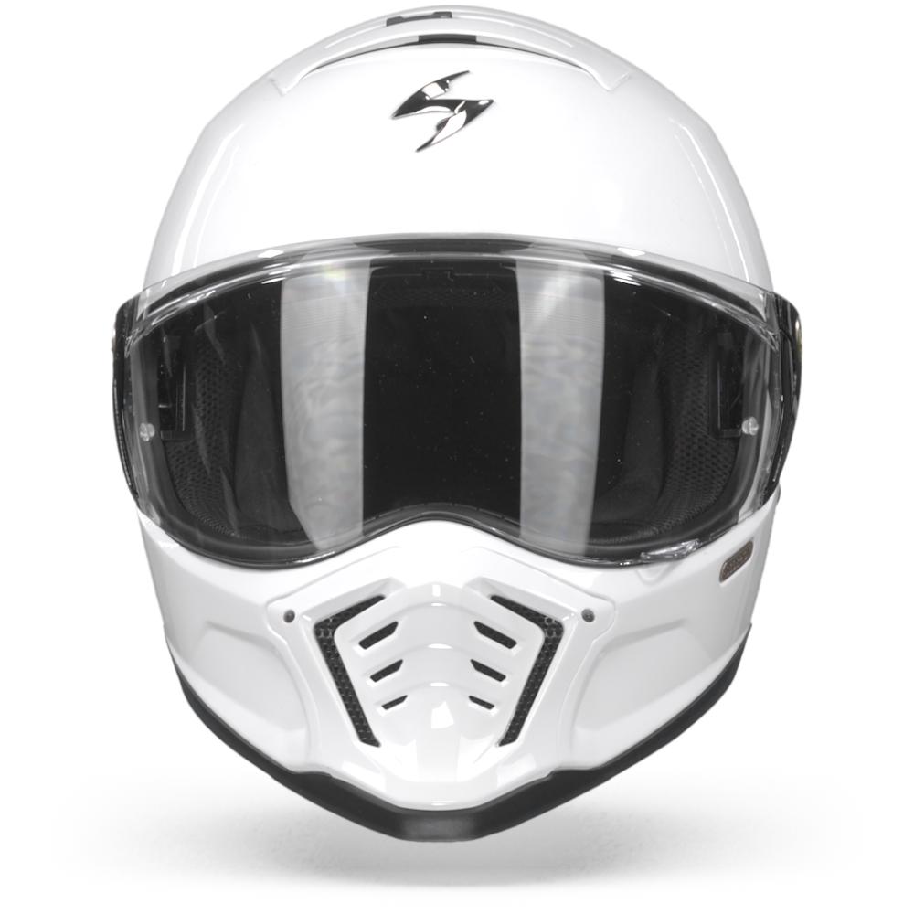 SCORPION EXOHX1 SOLID WHITE FULL FACE HELMET Chromeburner
